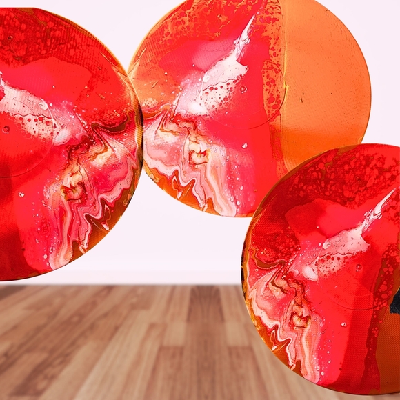 Other - Abstract Red and Orange Art Plates